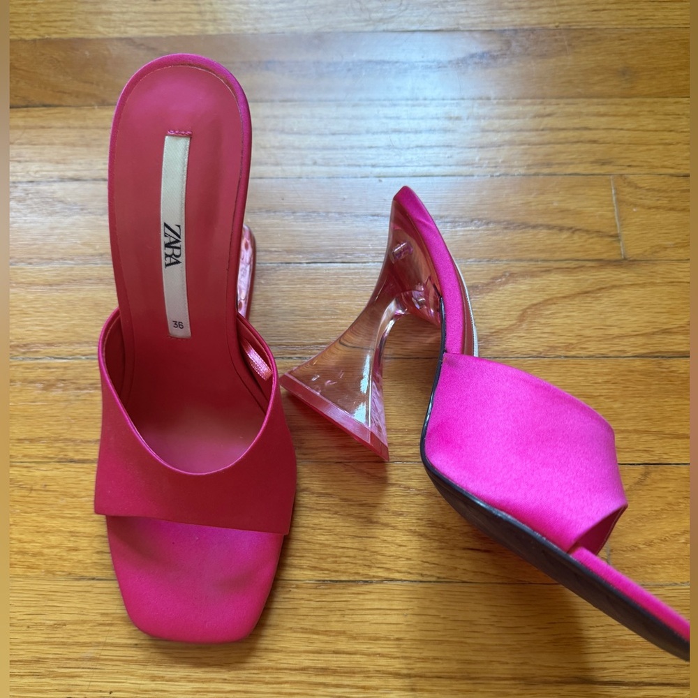 Zara hot pink heel sandals